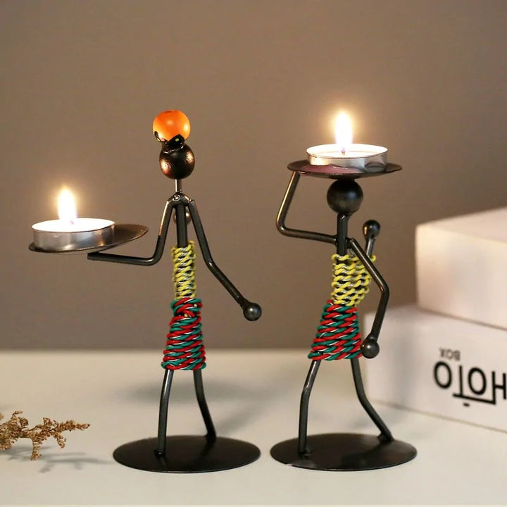 Nordic Metal Candlestick Abstract Character Sculpture Candle Holder